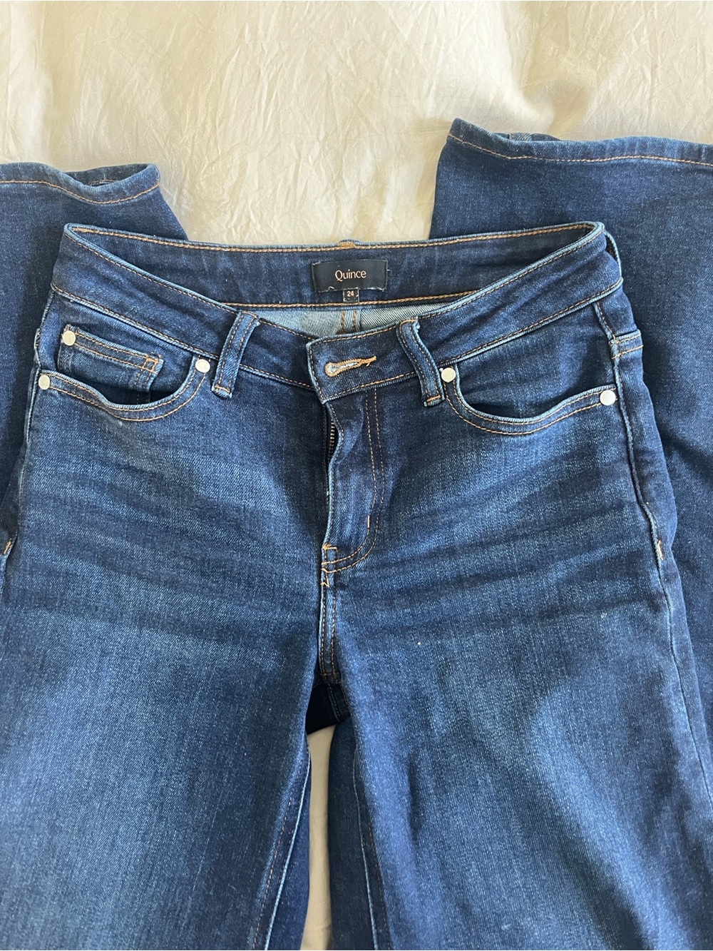 Quince Luna Women's Wide Leg Blue Stretch Jeans